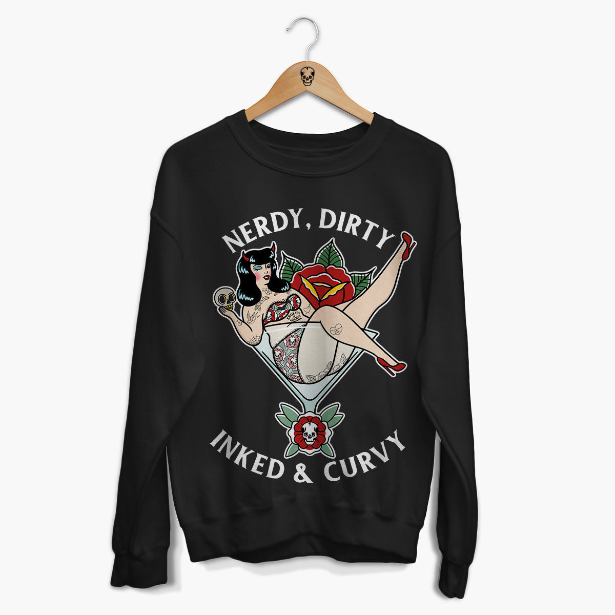 Nerdy Dirty Front Print Sweatshirt (Unisex)-Tattoo Clothing, Tattoo Sweatshirt, JH030-Broken Society