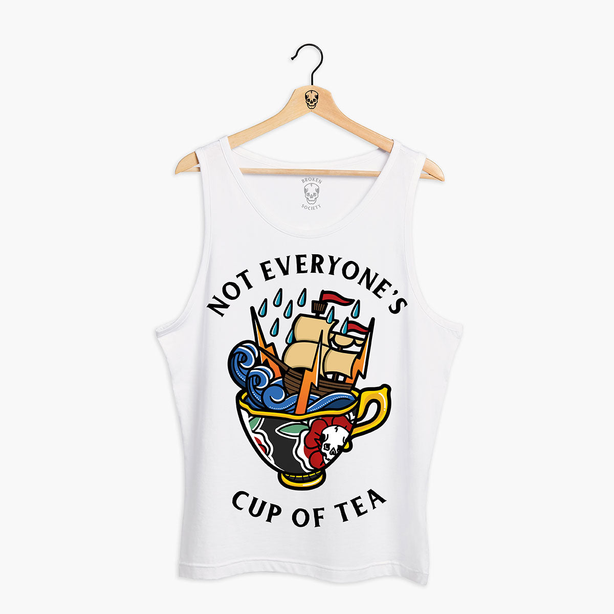 Not Everyone's Cup Of Tea Front Print Tank (Unisex)-Tattoo Clothing, Tattoo Tank, 03980-Broken Society