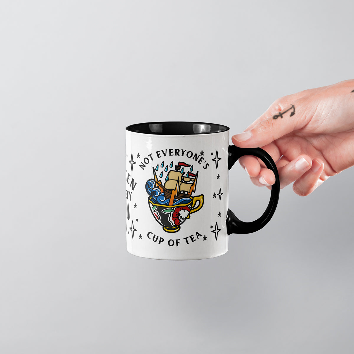 Not Everyone's Cup Of Tea Mug-Tattoo Apparel, Tattoo Accessories, Tattoo Gift, Tattoo Coffee Mug, 11oz White Ceramic-Broken Society