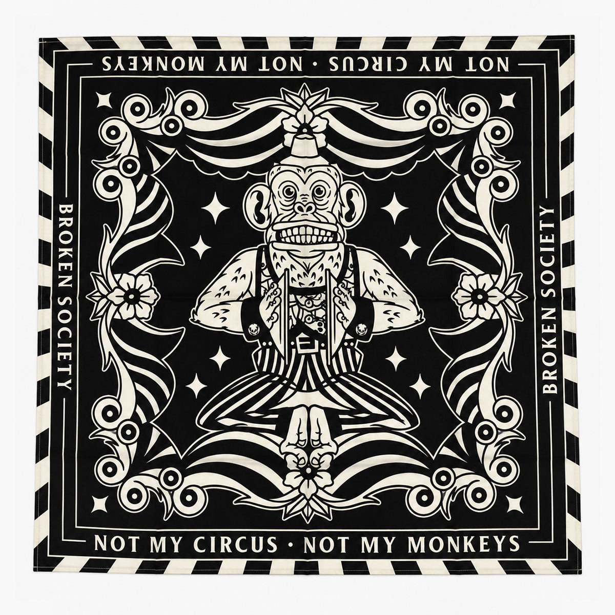 Not My Circus Cotton Bandana-Tattoo Apparel, Tattoo Accessories, Tattoo Gift, Tattoo Cotton Bandana-Broken Society