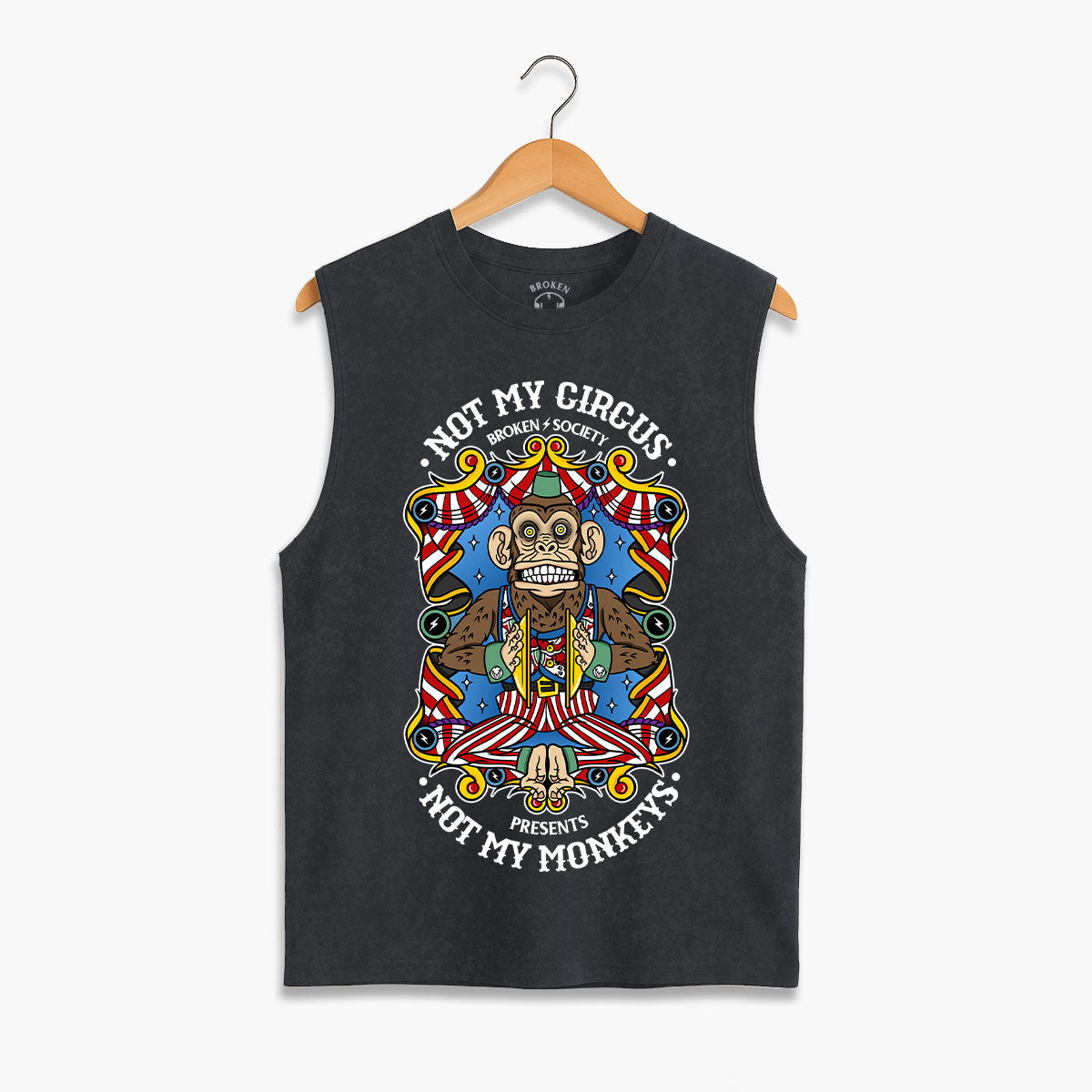 Ärmelloses T-Shirt mit Frontprint „Not My Circus“ (Unisex)