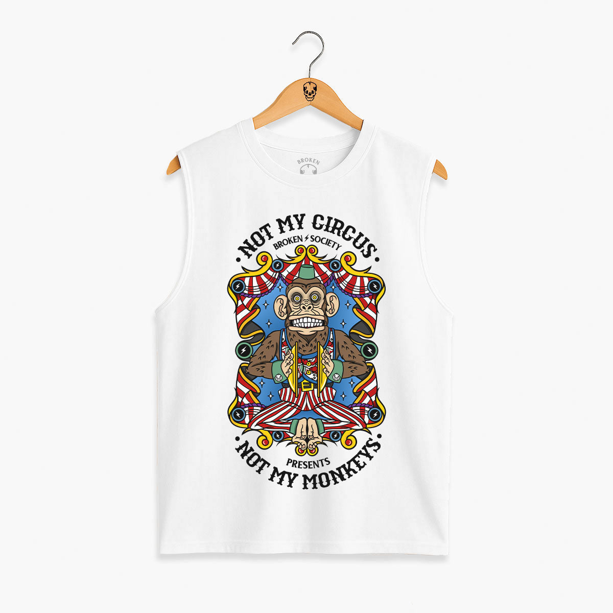 Not My Circus Front Print Sleeveless T-Shirt (Unisex)-Tattoo Clothing, Tattoo Sleeveless T-Shirt, EP01S-Broken Society