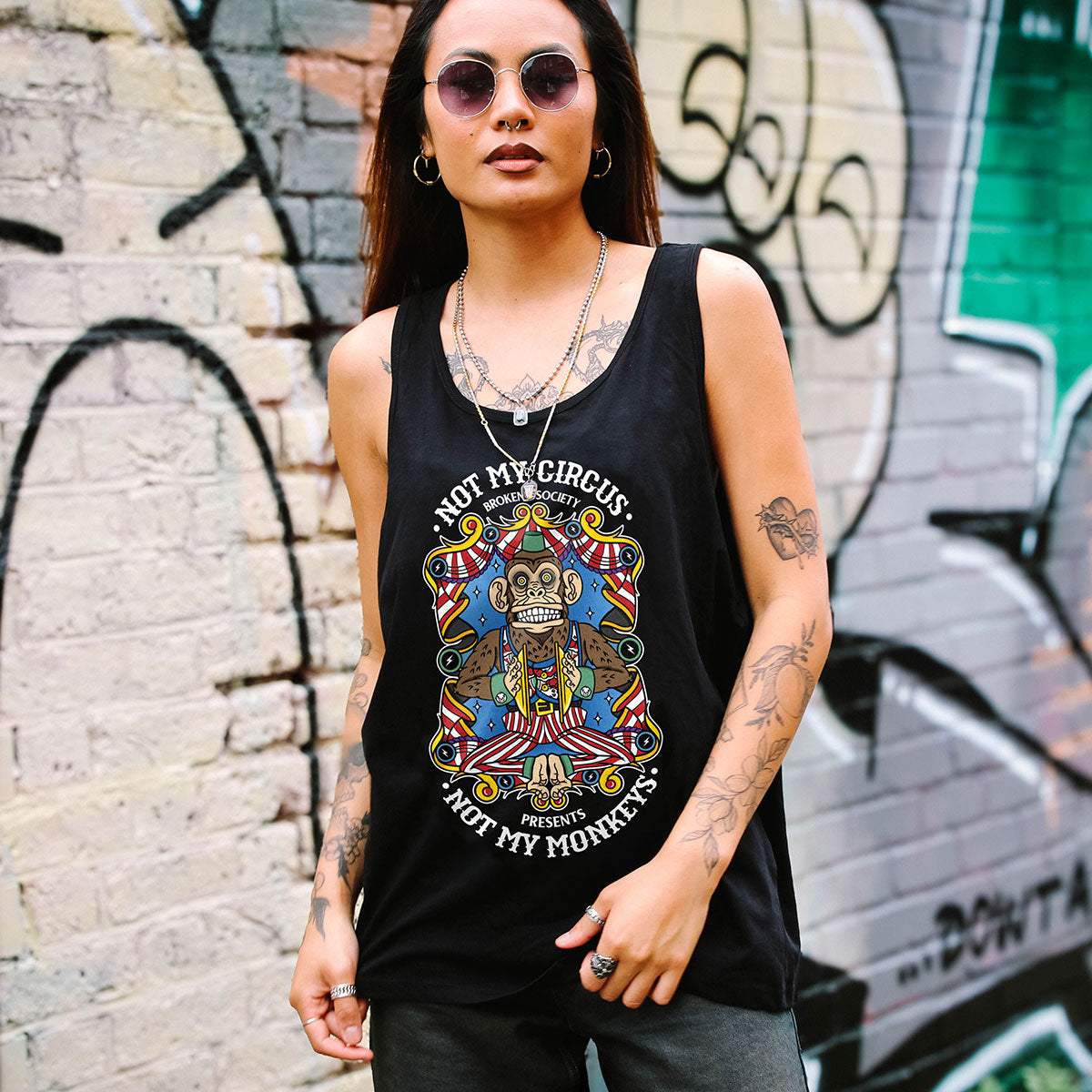Not My Circus Front Print Tank (Unisex)-Tattoo Clothing, Tattoo Tank, 03980-Broken Society