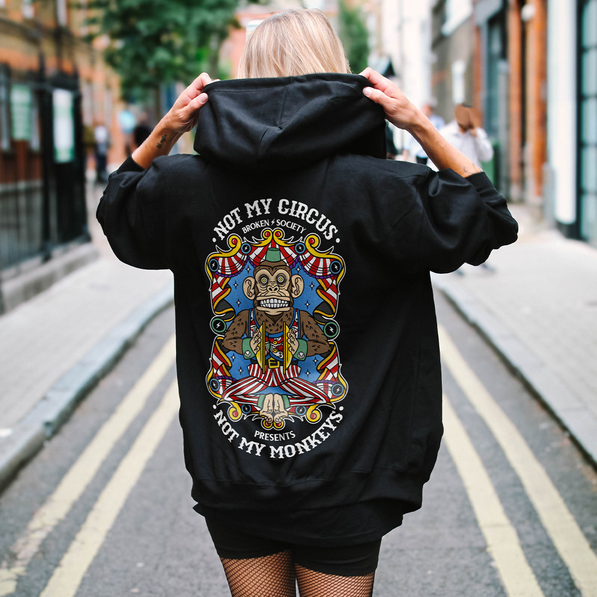 Not My Circus Zip-Up Hoodie (Unisex)-Tattoo Clothing, Tattoo Zip-Up Hoodie, JH050-Broken Society