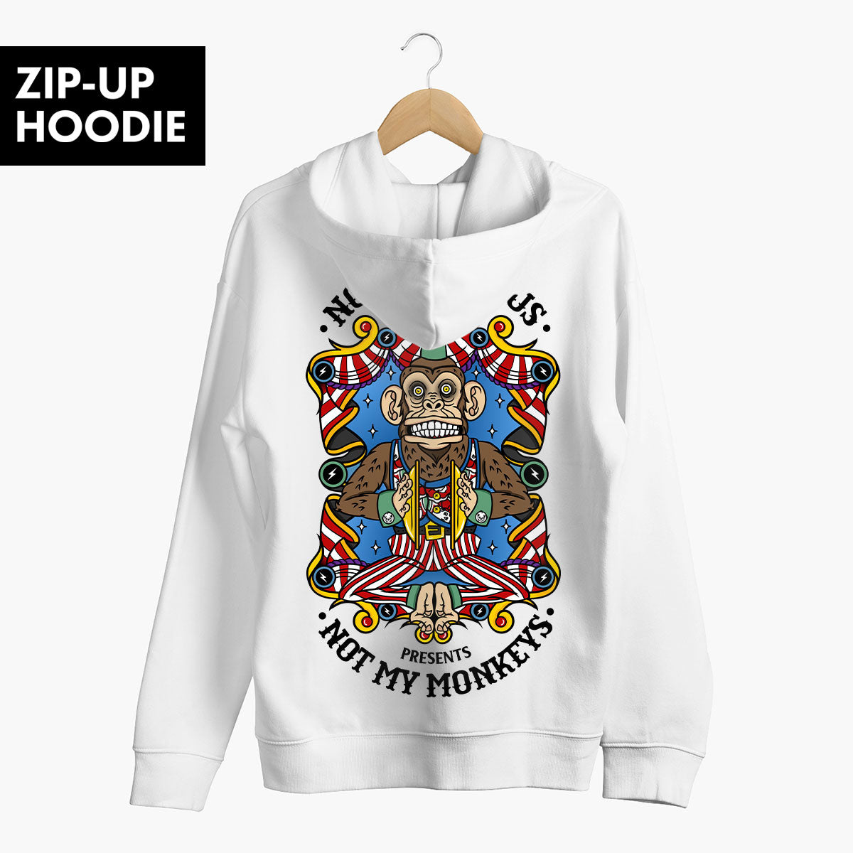 Not My Circus Zip-Up Hoodie (Unisex)-Tattoo Clothing, Tattoo Zip-Up Hoodie, JH050-Broken Society