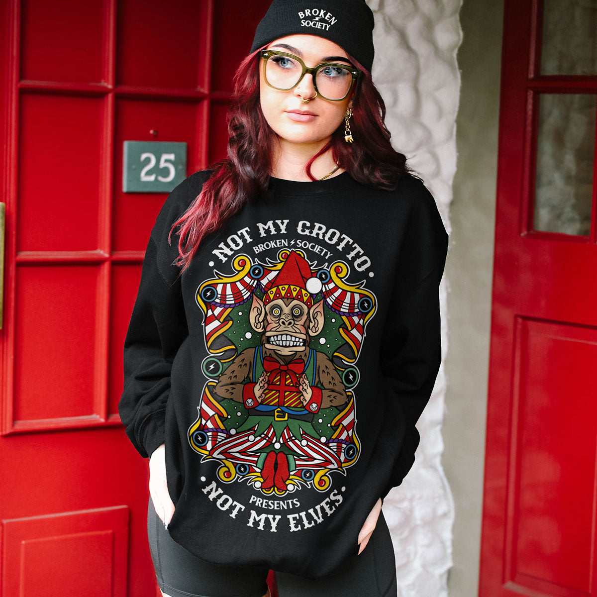 Not My Grotto Christmas Jumper (Unisex)-Tattoo Clothing, Tattoo Sweatshirt, JH030-Broken Society