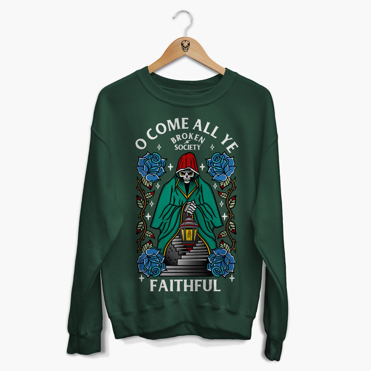 O Come All Ye Faithful Christmas Jumper (Unisex)-Tattoo Clothing, Tattoo Sweatshirt, JH030-Broken Society