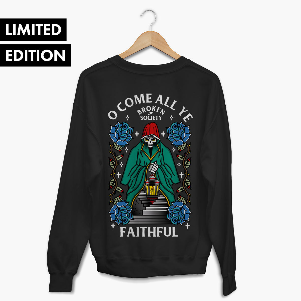 O Come All Ye Faithful Sweatshirt (Unisex)-Tattoo Clothing, Tattoo Sweatshirt, JH030-Broken Society