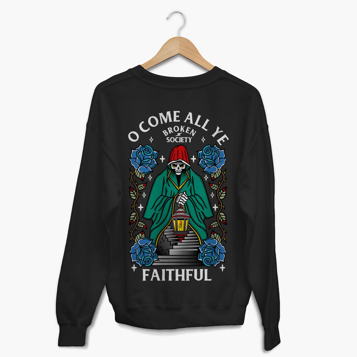 O Come All Ye Faithful Sweatshirt (Unisex)-Tattoo Clothing, Tattoo Sweatshirt, JH030-Broken Society