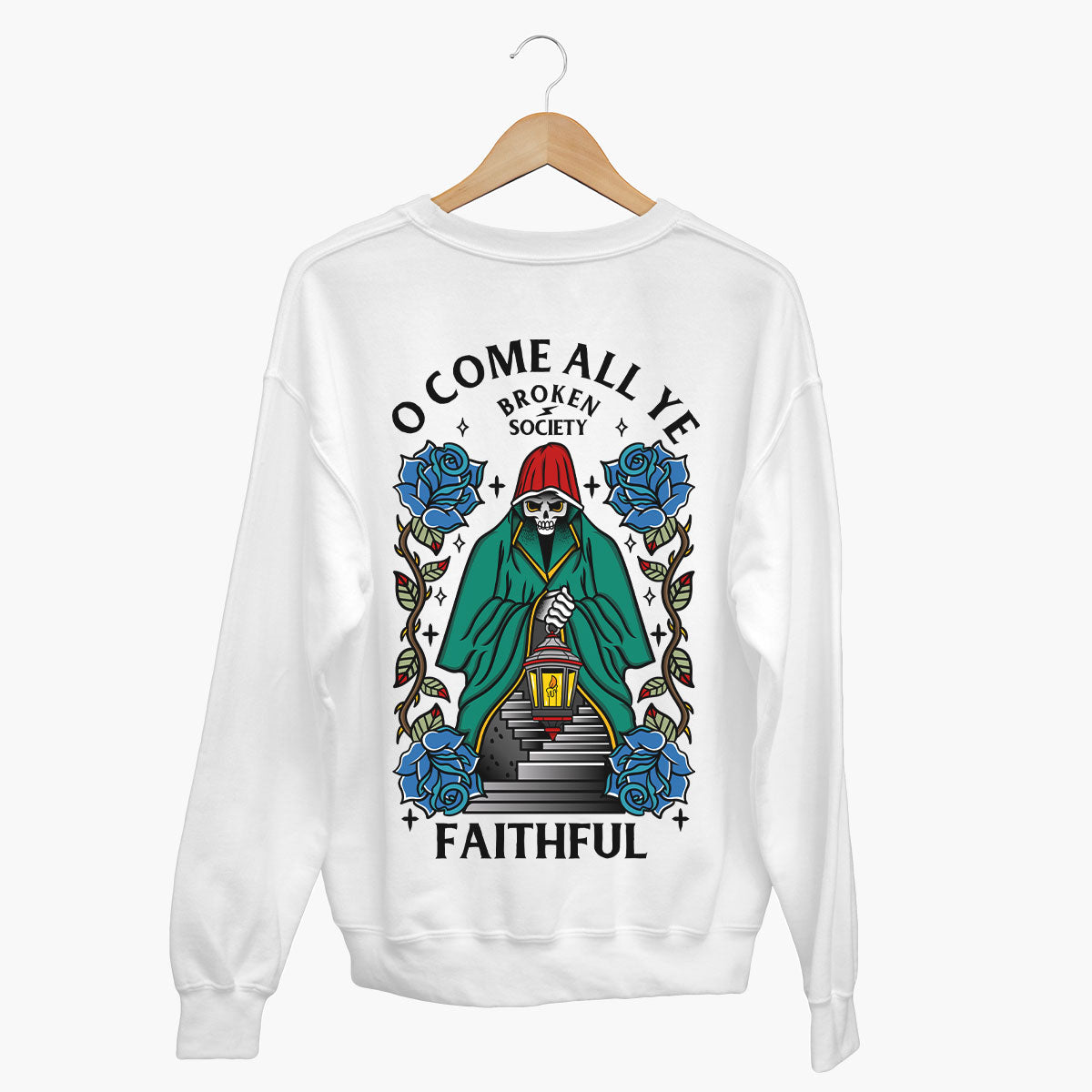 O Come All Ye Faithful Sweatshirt (Unisex)-Tattoo Clothing, Tattoo Sweatshirt, JH030-Broken Society