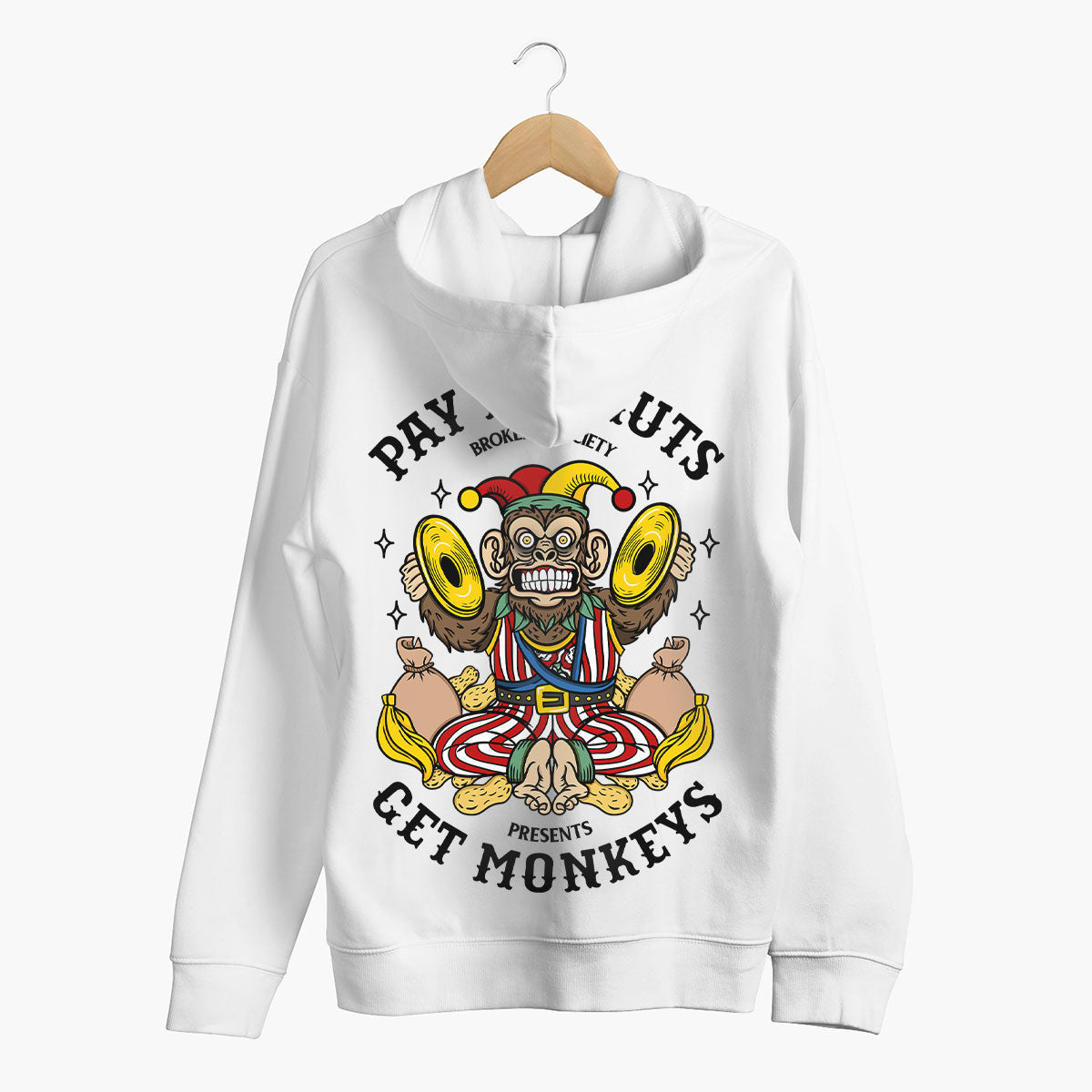 Pay Peanuts Hoodie (Unisex)-Tattoo Clothing, Tattoo Hoodie, JH001-Broken Society