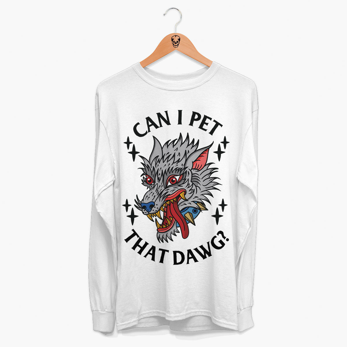 Pet That Dawg Front Print Long Sleeve T-Shirt (Unisex)-Tattoo Clothing, Tattoo Long Sleeve T-Shirt, EP185L-Broken Society