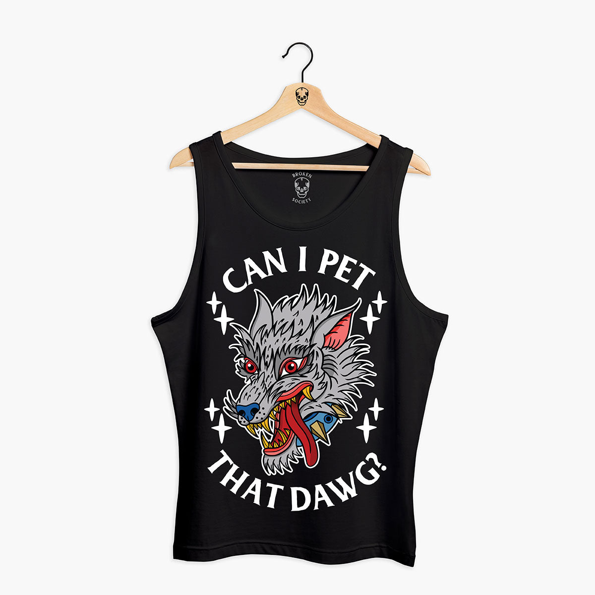 Pet That Dawg Front Print Tank (Unisex)-Tattoo Clothing, Tattoo Tank, 03980-Broken Society
