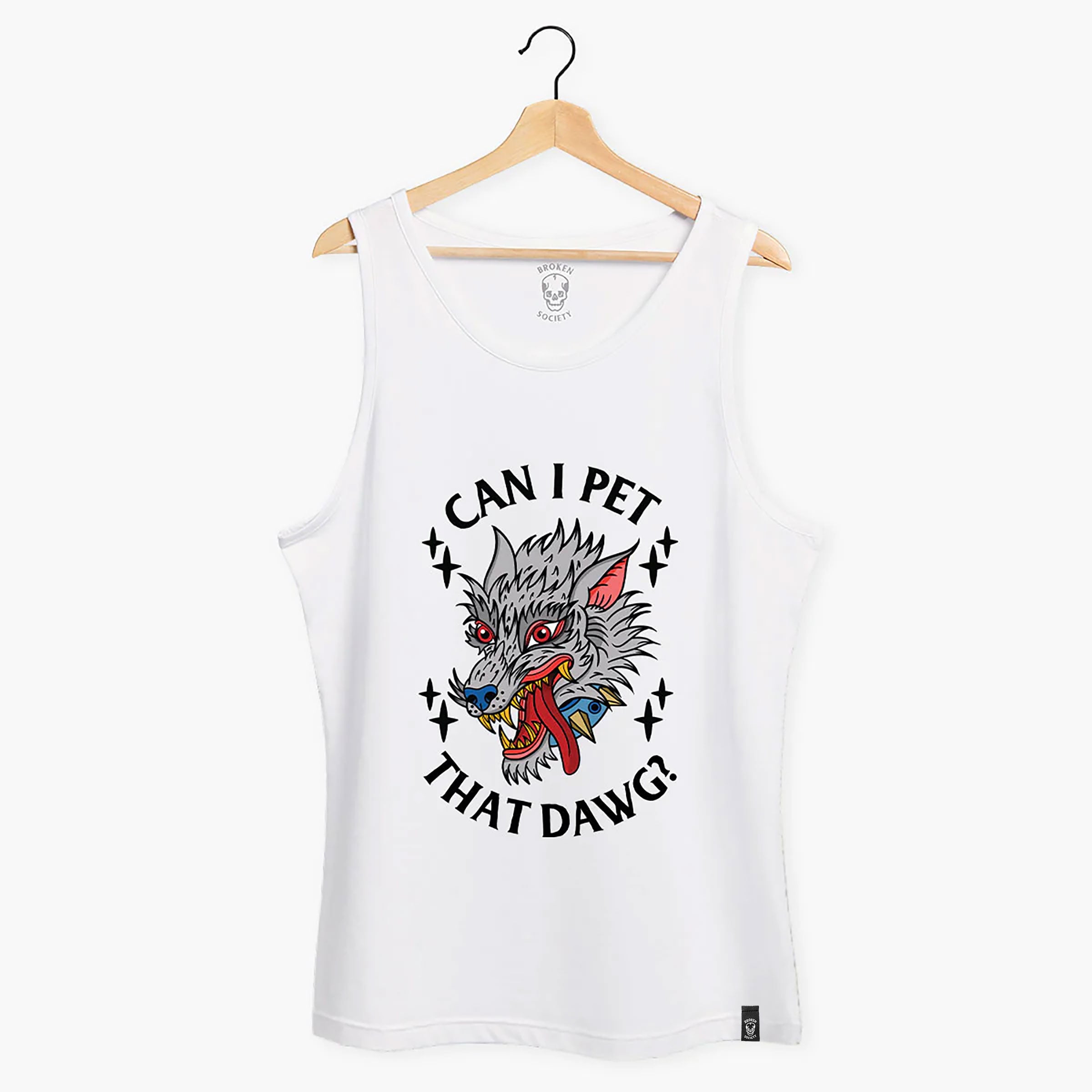 Pet That Dawg Front Print Tank (Unisex)-Tattoo Clothing, Tattoo Tank, 03980-Broken Society