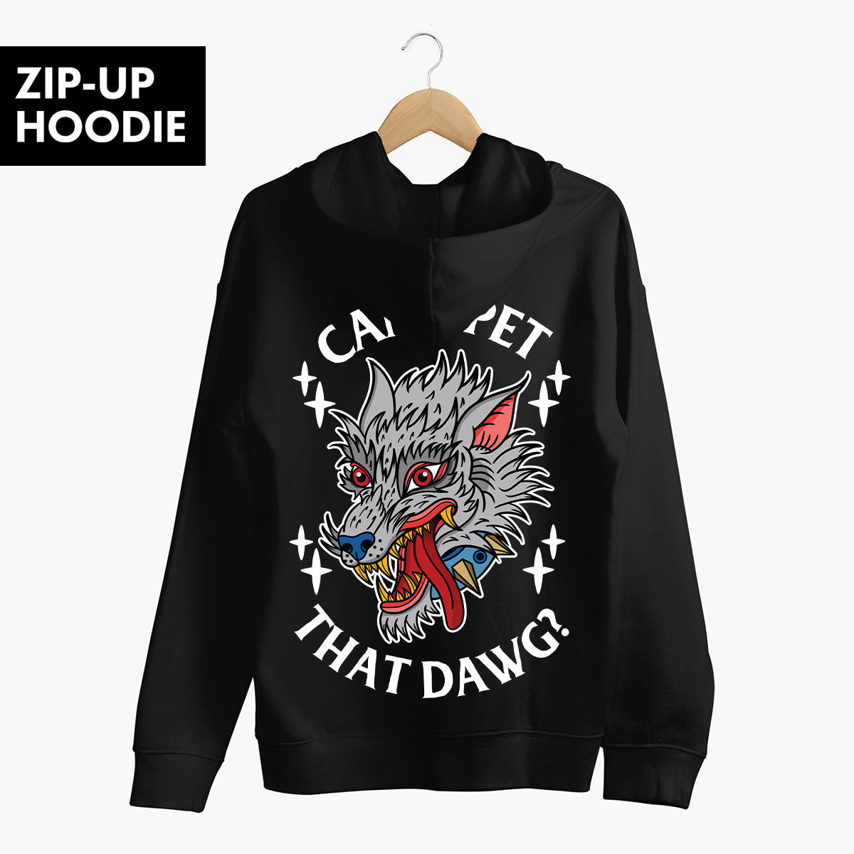 Pet That Dawg Zip-Up Hoodie (Unisex)-Tattoo Clothing, Tattoo Zip-Up Hoodie, JH050-Broken Society