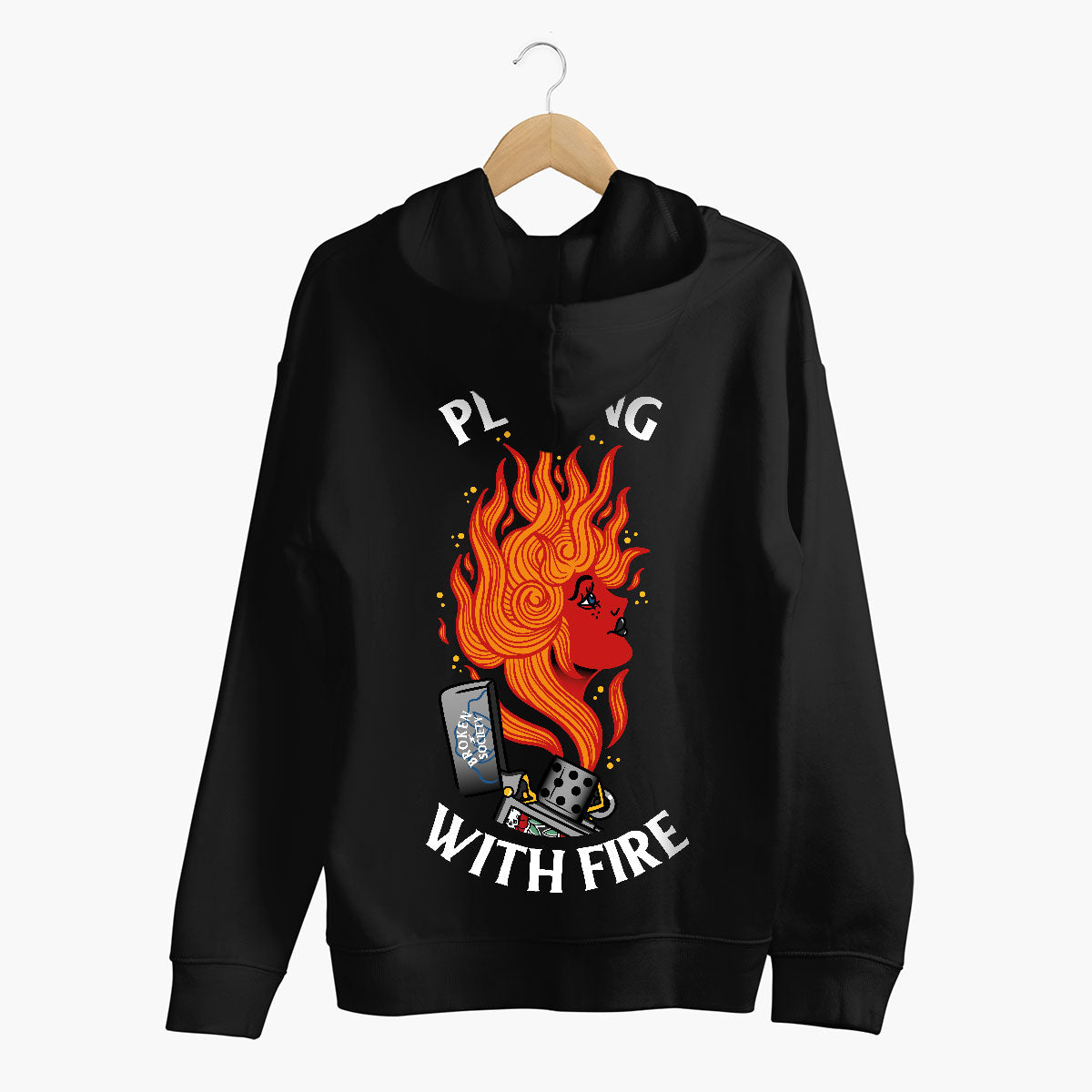 Playing With Fire Hoodie (Unisex)-Tattoo Clothing, Tattoo Hoodie, JH001-Broken Society