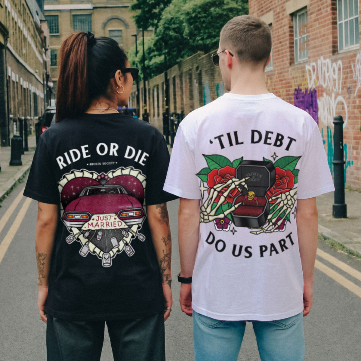 'Til Debt Do Us Part T-Shirt (Unisex)-Tattoo Clothing, Tattoo T-Shirt, EP01-Broken Society