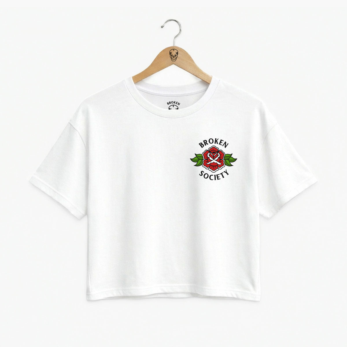 Rose Detail Front Boxy Women's Fit T-Shirt-Tattoo Clothing, Tattoo T-Shirt, EP026-Broken Society