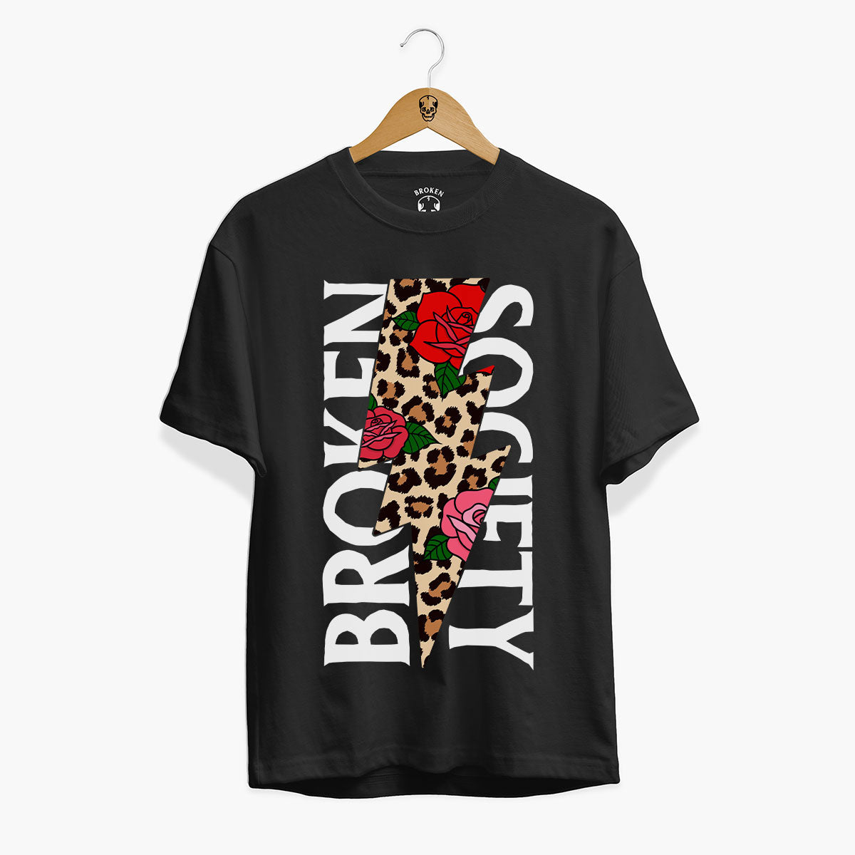 Roses And Animal Print Front Print T-Shirt (Unisex)-Tattoo Clothing, Tattoo T-Shirt, EP01-Broken Society