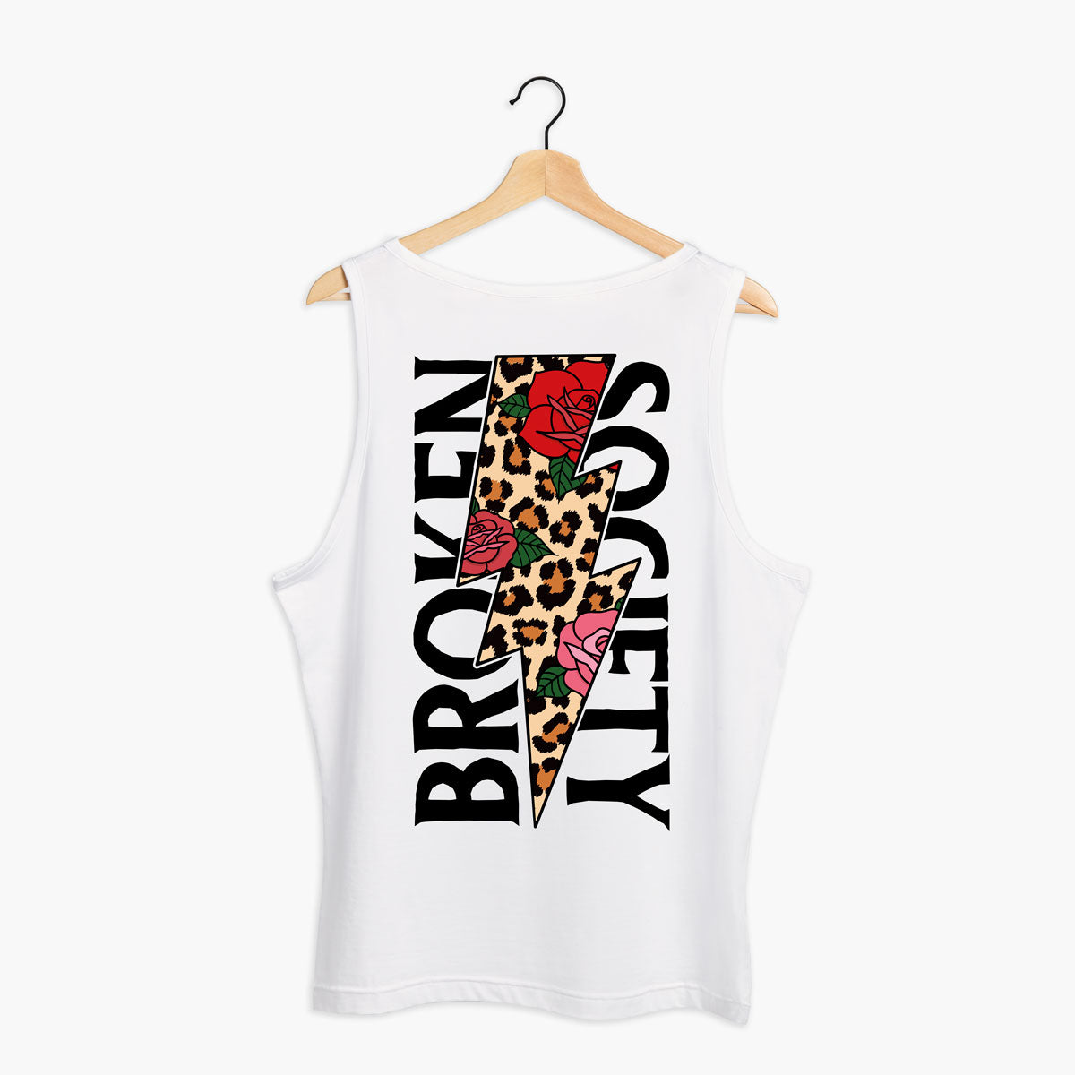 Roses And Animal Print Tank (Unisex)-Tattoo Clothing, Tattoo Tank, 03980-Broken Society