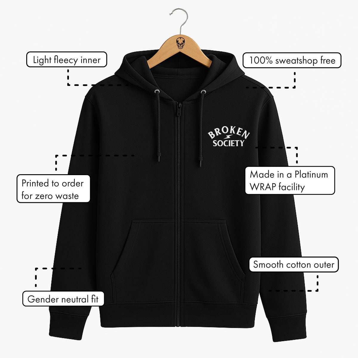Thick Thighs Thin Patience Zip-Up Hoodie (Unisex)-Tattoo Clothing, Tattoo Zip-Up Hoodie, JH050-Broken Society
