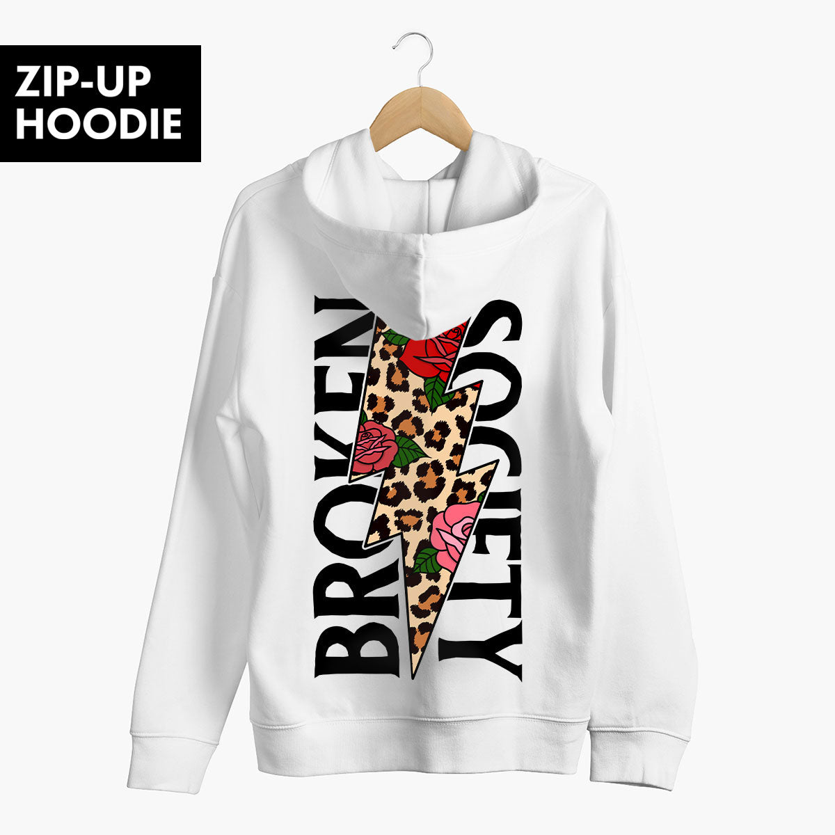 Roses And Animal Zip-Up Hoodie (Unisex)-Tattoo Clothing, Tattoo Zip-Up Hoodie, JH050-Broken Society