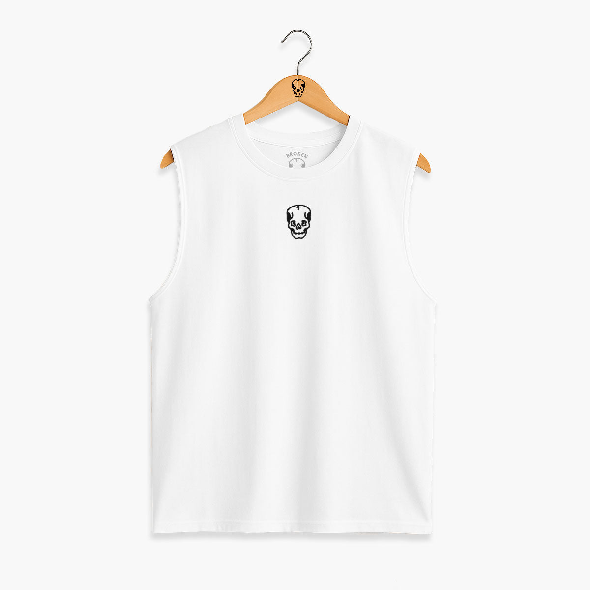 Skull Embroidered Sleeveless T-Shirt (Unisex)-Tattoo Clothing, Tattoo Sleeveless T-Shirt, EP01S-Broken Society