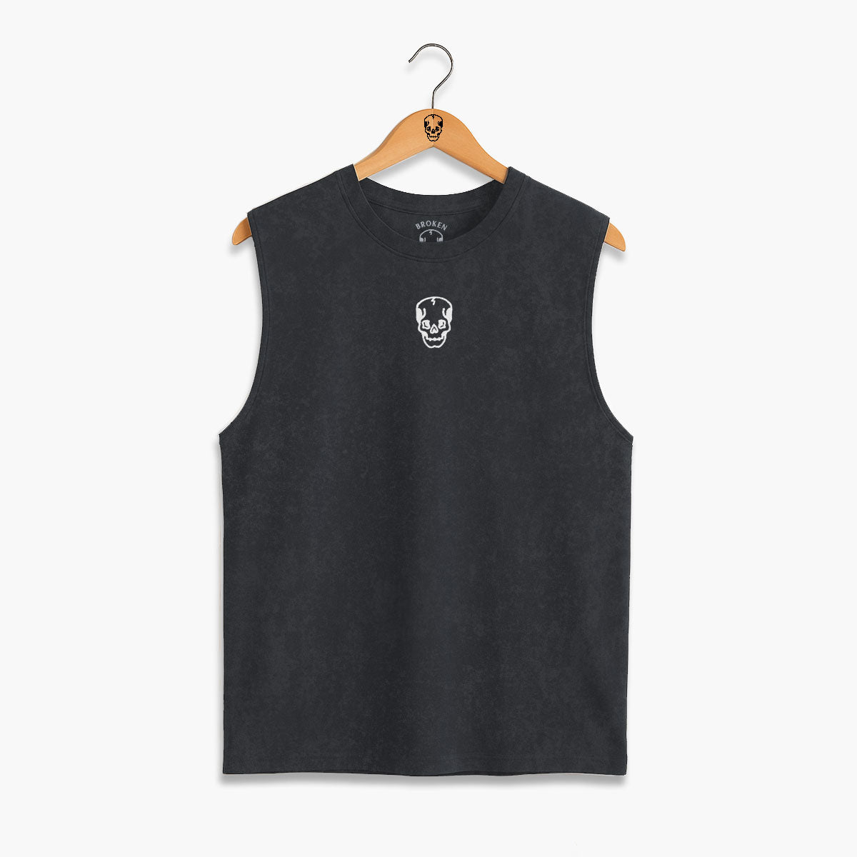Skull Embroidered Sleeveless T-Shirt (Unisex)-Tattoo Clothing, Tattoo Sleeveless T-Shirt, EP01S-Broken Society