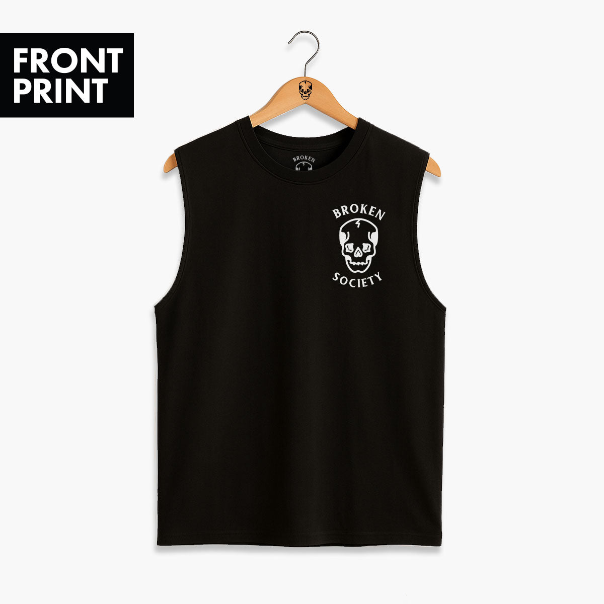 Skull Front Print Sleeveless T-Shirt (Unisex)-Tattoo Clothing, Tattoo Sleeveless T-Shirt, EP01S-Broken Society