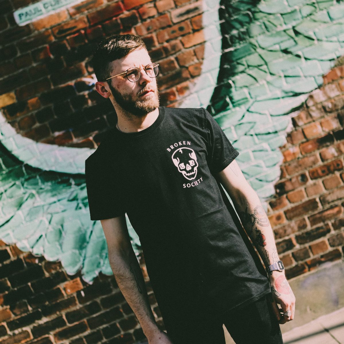 Skull Front Print T-Shirt (Unisex)-Tattoo Clothing, Tattoo T-Shirt, EP01-Broken Society