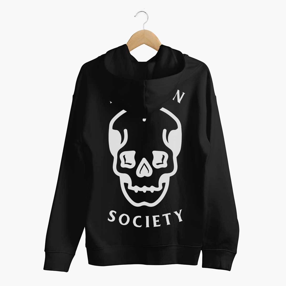 Black and white skull hoodie best sale