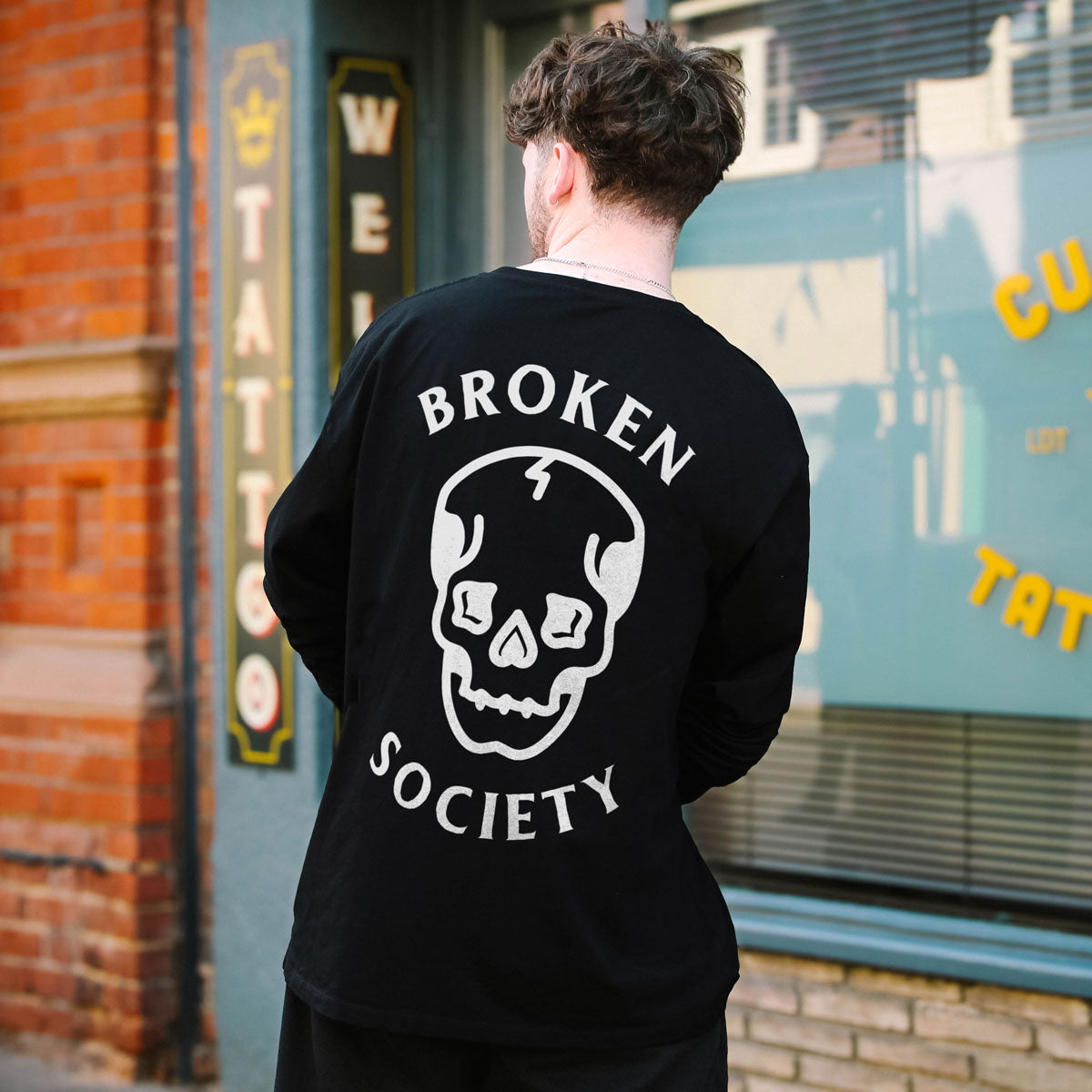 Skull Long Sleeve T-Shirt (Unisex) Broken Society
