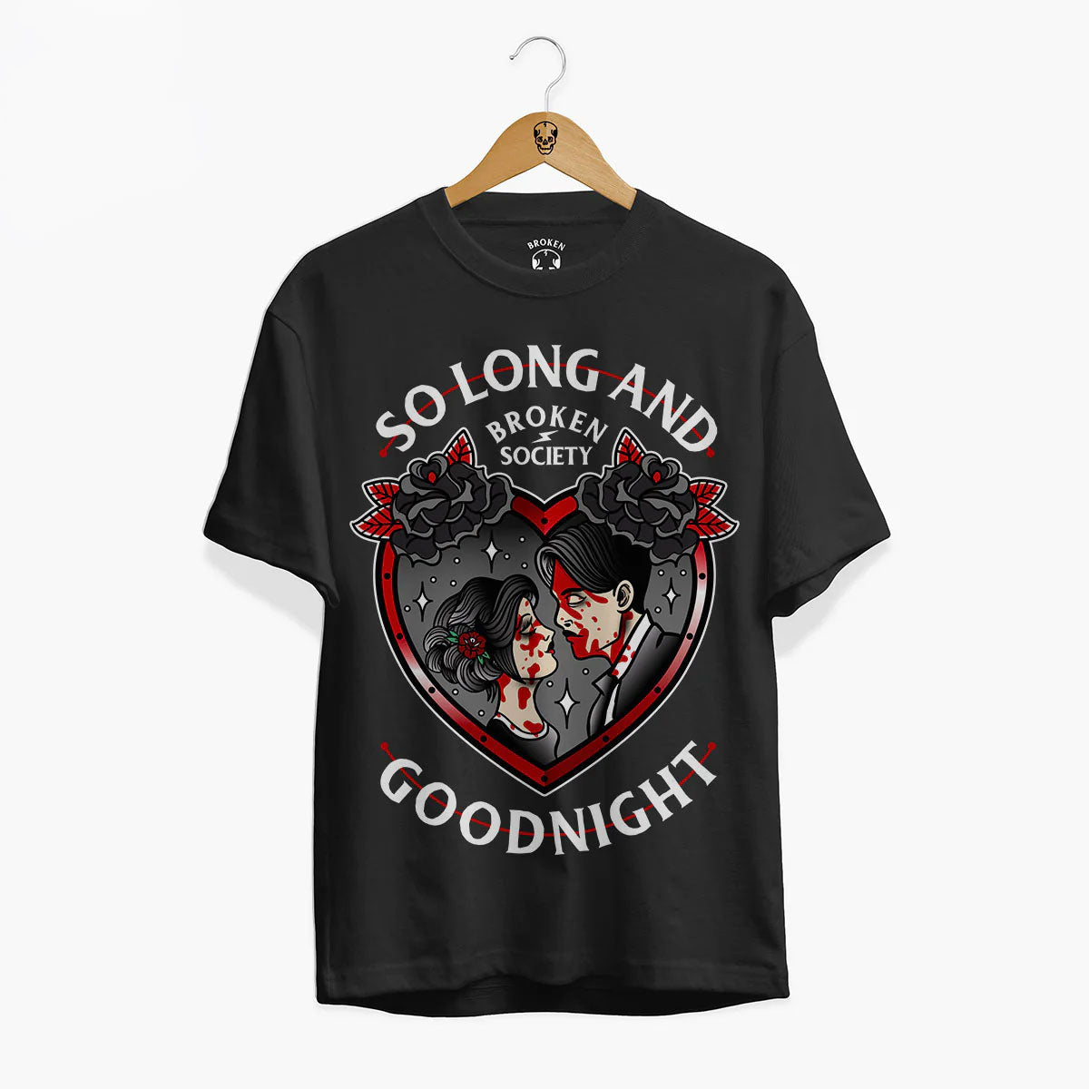 So Long And Goodnight Front Print T-Shirt (Unisex)-Tattoo Clothing, Tattoo T-Shirt, EP01-Broken Society