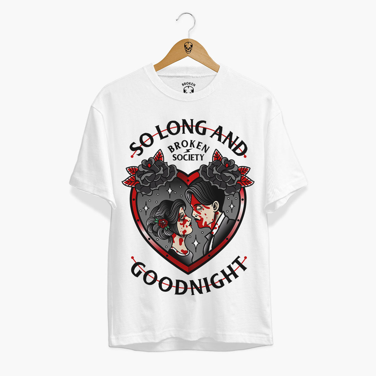 So Long And Goodnight Front Print T-Shirt (Unisex)-Tattoo Clothing, Tattoo T-Shirt, EP01-Broken Society