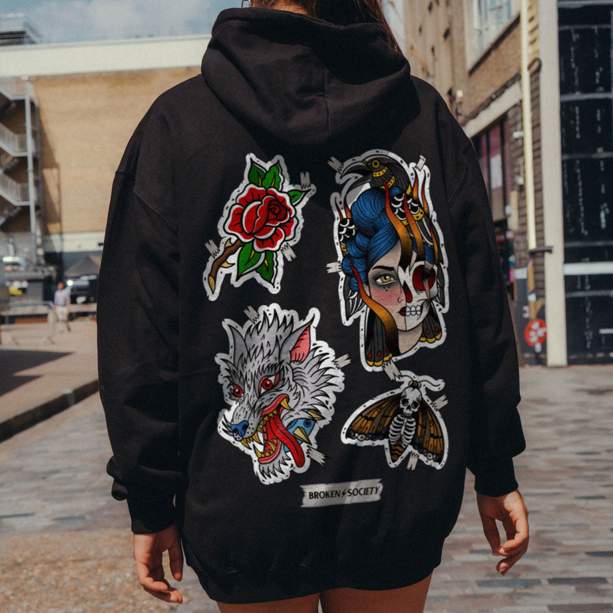 Sticker Flash Sheet Hoodie (Unisex)-Tattoo Clothing, Tattoo Hoodie, JH001-Broken Society