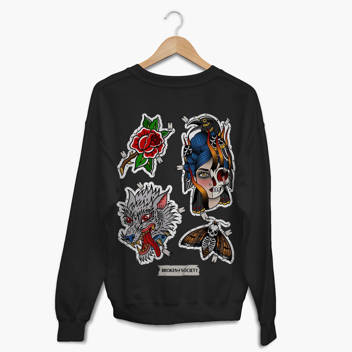 Sticker Flash Sheet Sweatshirt (Unisex)-Tattoo Clothing, Tattoo Sweatshirt, JH030-Broken Society
