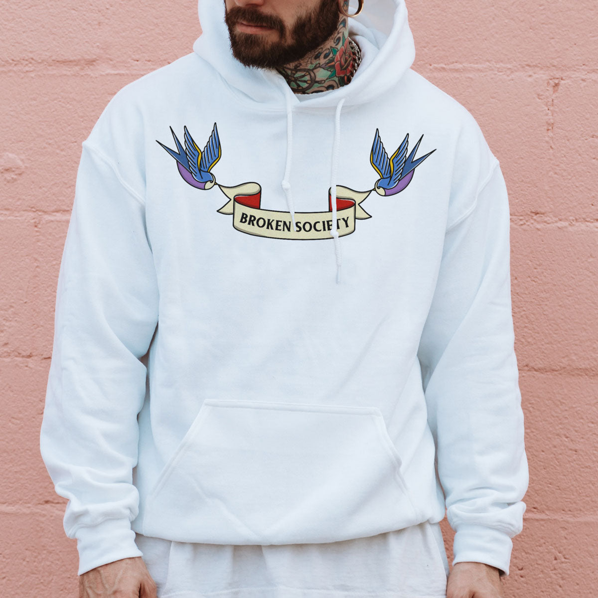 Swallows Hoodie (Unisex)-Tattoo Clothing, Tattoo Hoodie, JH001-Broken Society