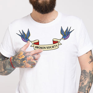Swallows T-shirt (Unisex)-Tattoo Clothing, Tattoo T-Shirt, N03-Broken Society