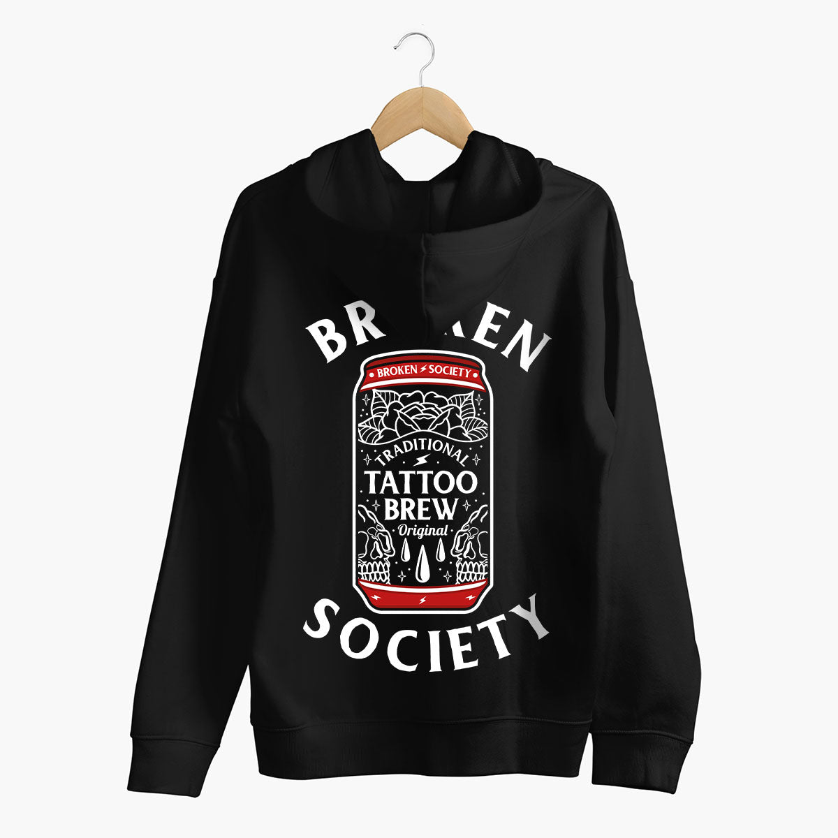 Tattoo Brew Back Print Hoodie (Unisex)-Tattoo Clothing, Tattoo Hoodie, JH001-Broken Society