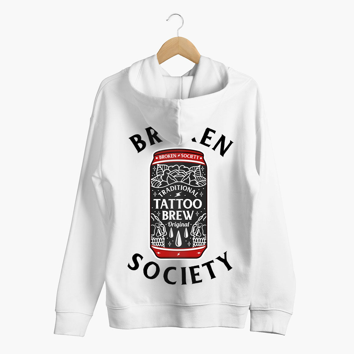 Tattoo Brew Back Print Hoodie (Unisex)-Tattoo Clothing, Tattoo Hoodie, JH001-Broken Society