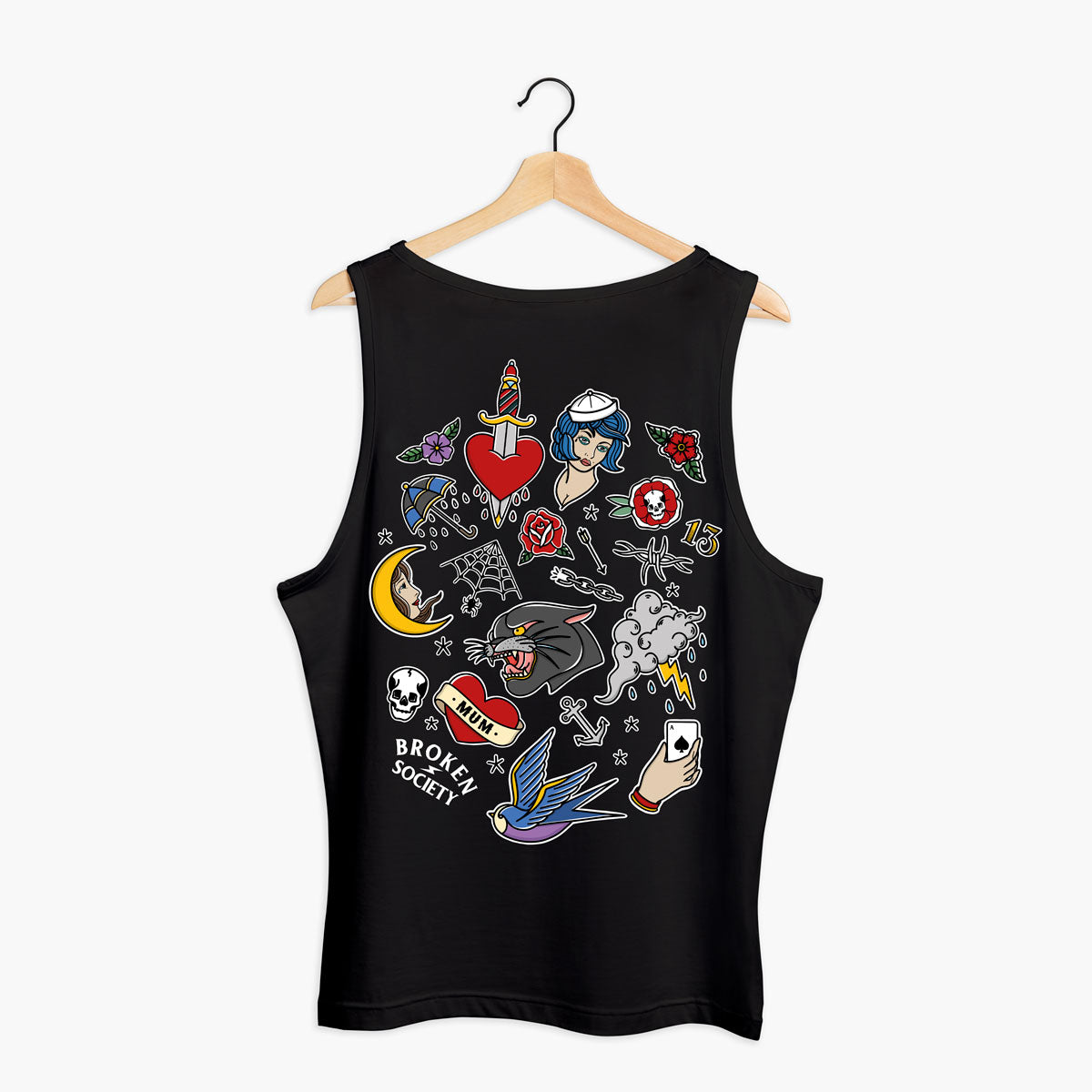 Tattoo Flash Sheet Tank (Unisex)-Tattoo Clothing, Tattoo Tank, 03980-Broken Society