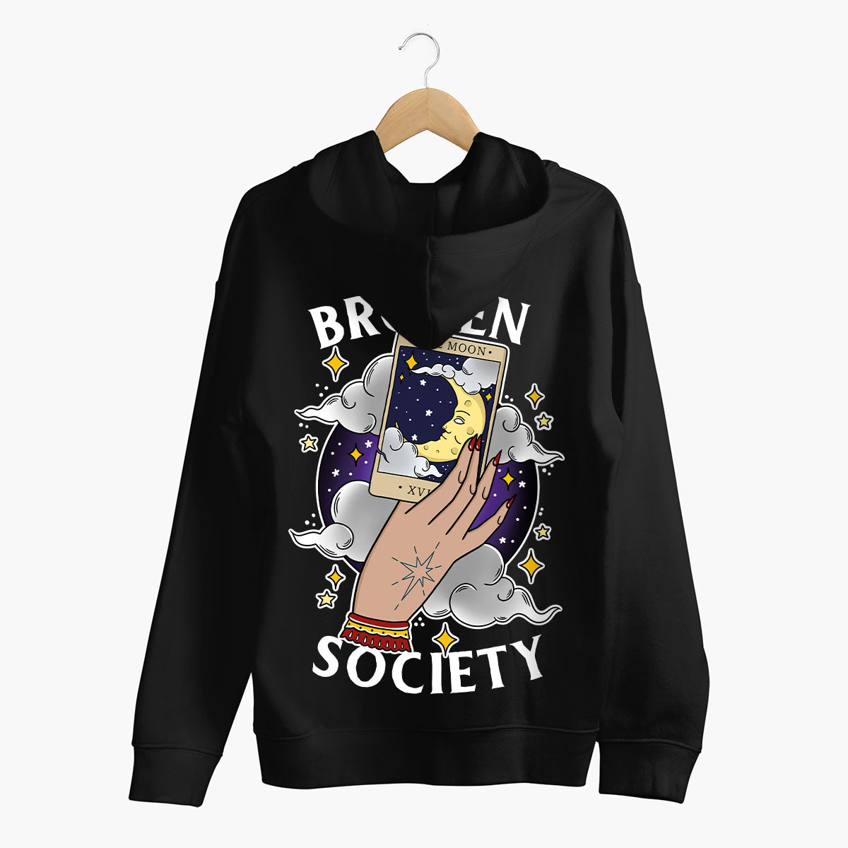 The Moon Tarot Hoodie (Unisex)-Tattoo Clothing, Tattoo Hoodie, JH001-Broken Society