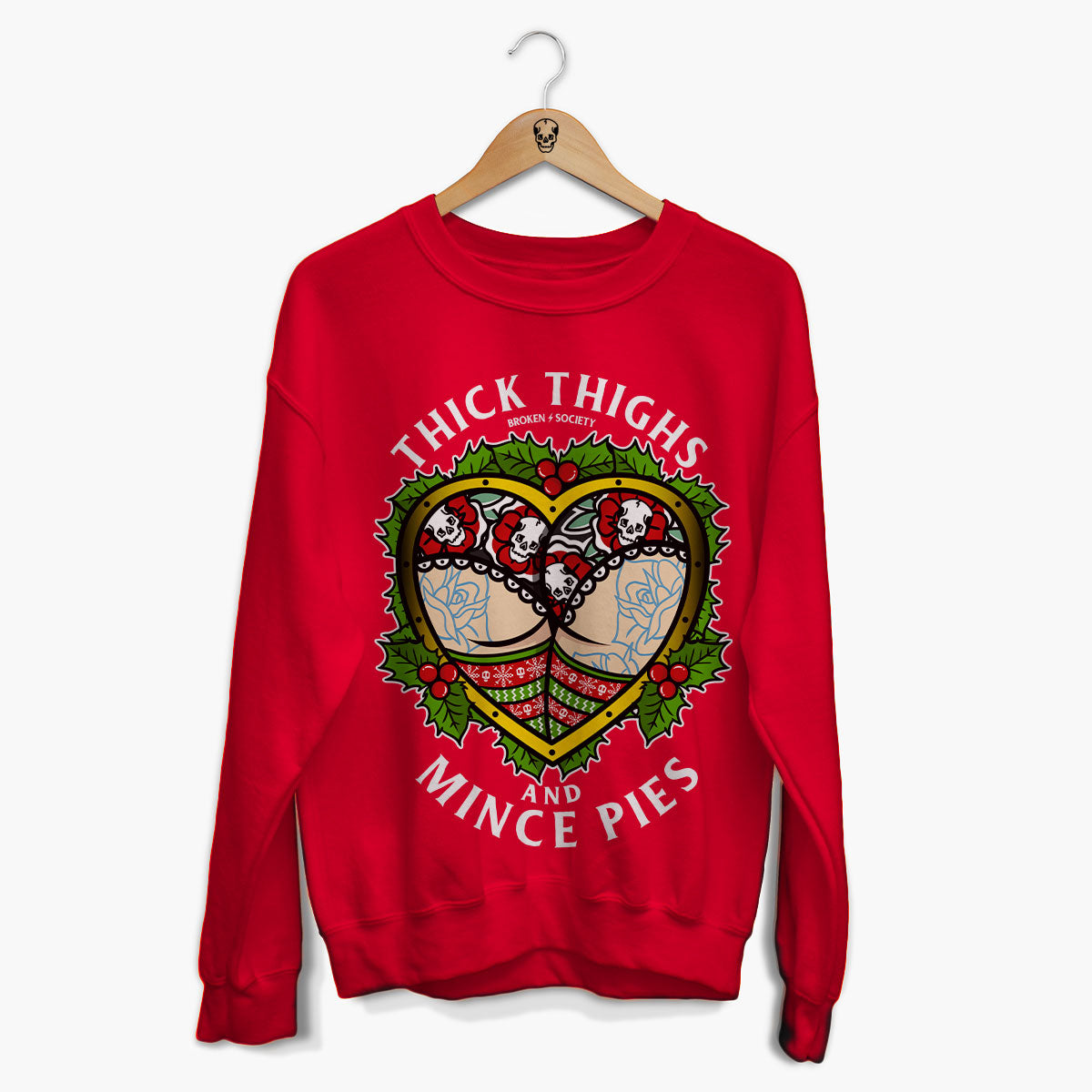 Thick Thighs Mince Pies Christmas Jumper (Unisex)-Tattoo Clothing, Tattoo Sweatshirt, JH030-Broken Society