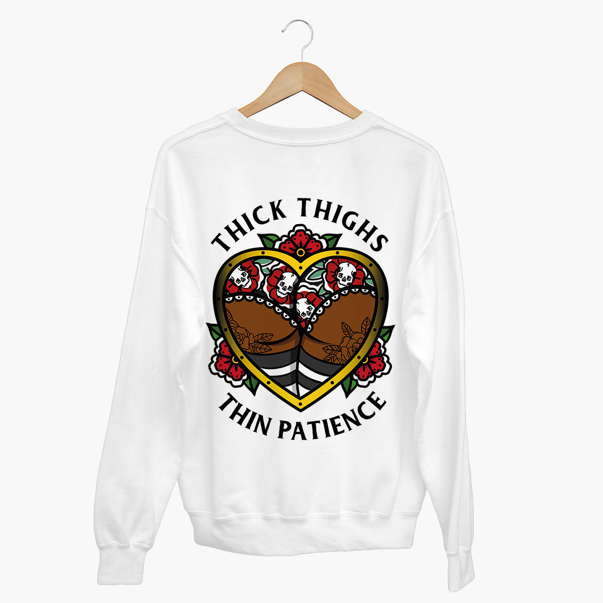 Thick Thighs Thin Patience Sweatshirt (Unisex)-Tattoo Clothing, Tattoo Sweatshirt, JH030-Broken Society