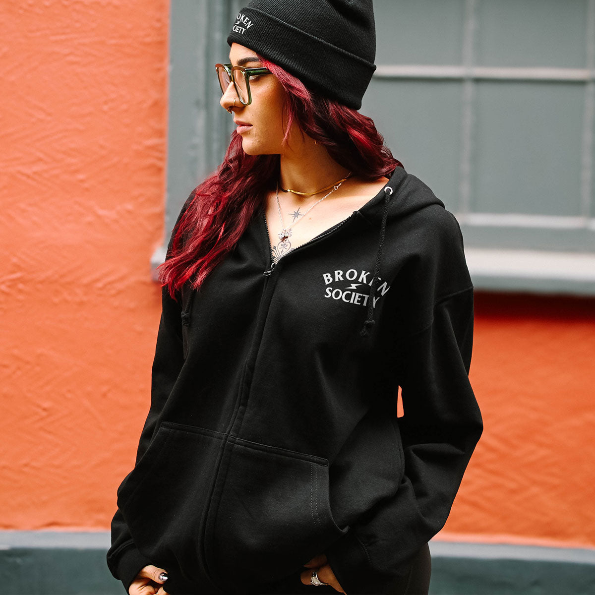 Thick Thighs Thin Patience Zip-Up Hoodie (Unisex)-Tattoo Clothing, Tattoo Zip-Up Hoodie, JH050-Broken Society