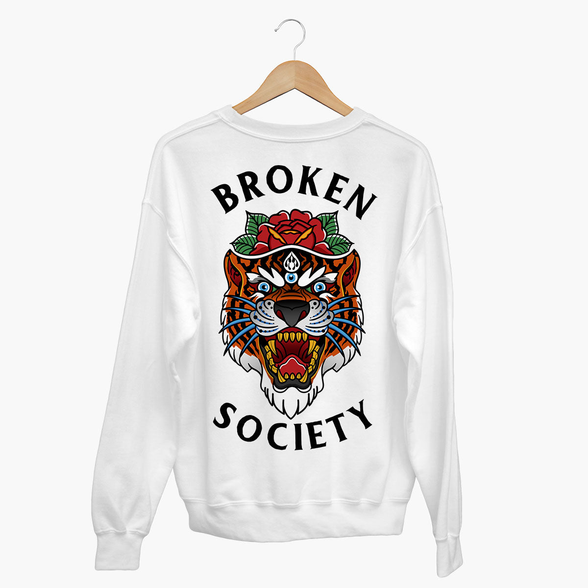 Tiger Rose Sweatshirt (Unisex)-Tattoo Clothing, Tattoo Sweatshirt, JH030-Broken Society