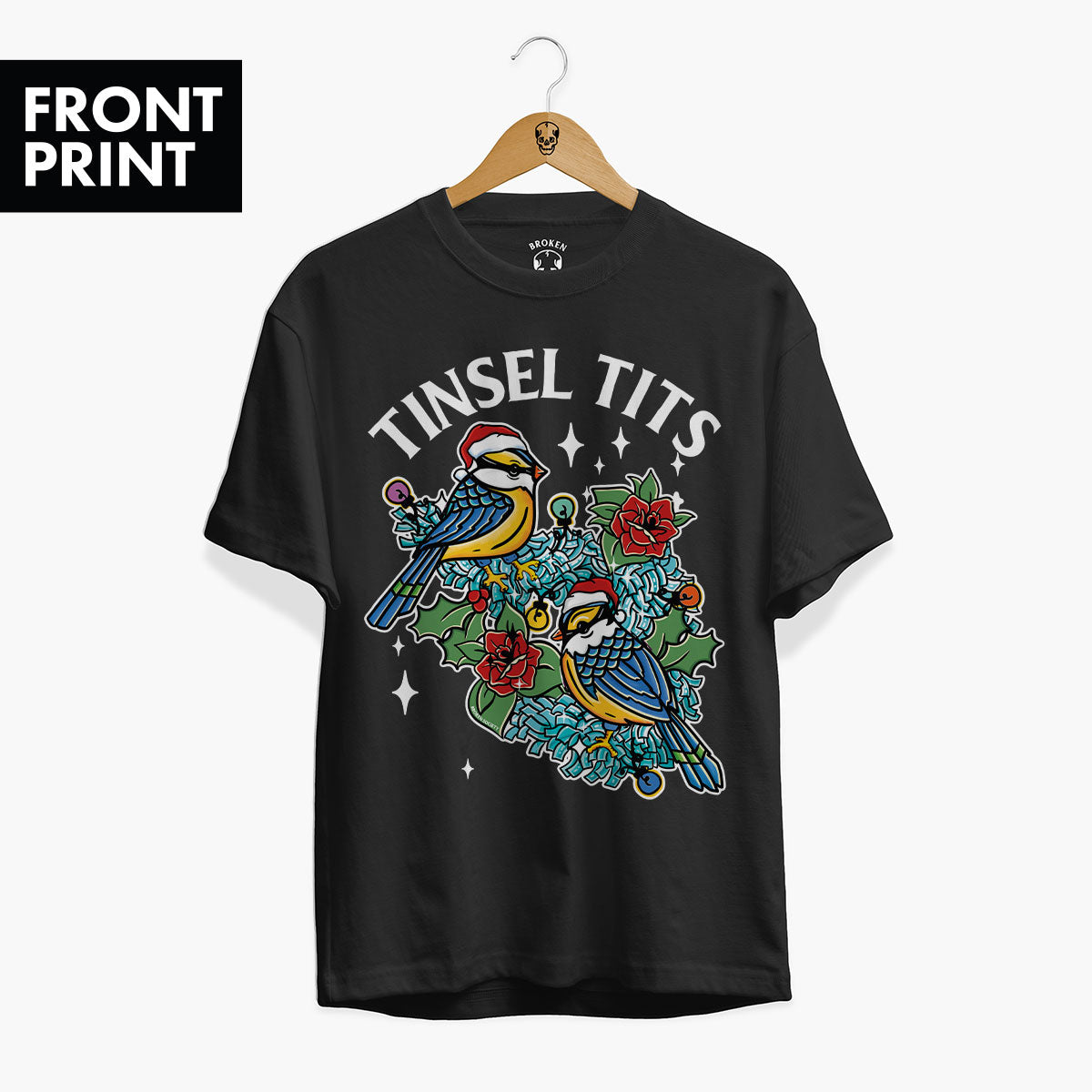 Tinsel Tits Christmas T-Shirt (Unisex)-Tattoo Clothing, Tattoo T-Shirt, EP01-Broken Society