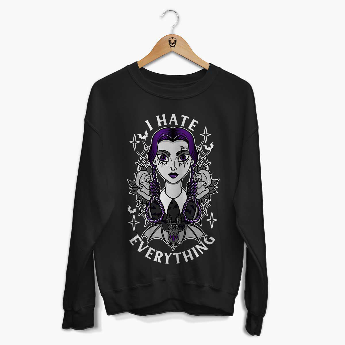 Wednesday Addams Sweatshirt (Unisex)-Tattoo Clothing, Tattoo Sweatshirt, JH030-Broken Society
