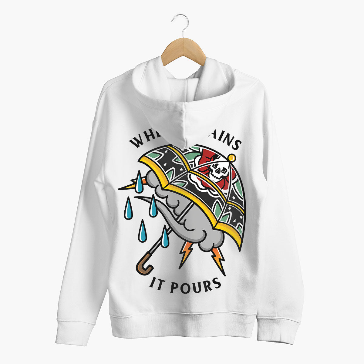 When It Rains It Pours Hoodie (Unisex)-Tattoo Clothing, Tattoo Hoodie, JH001-Broken Society