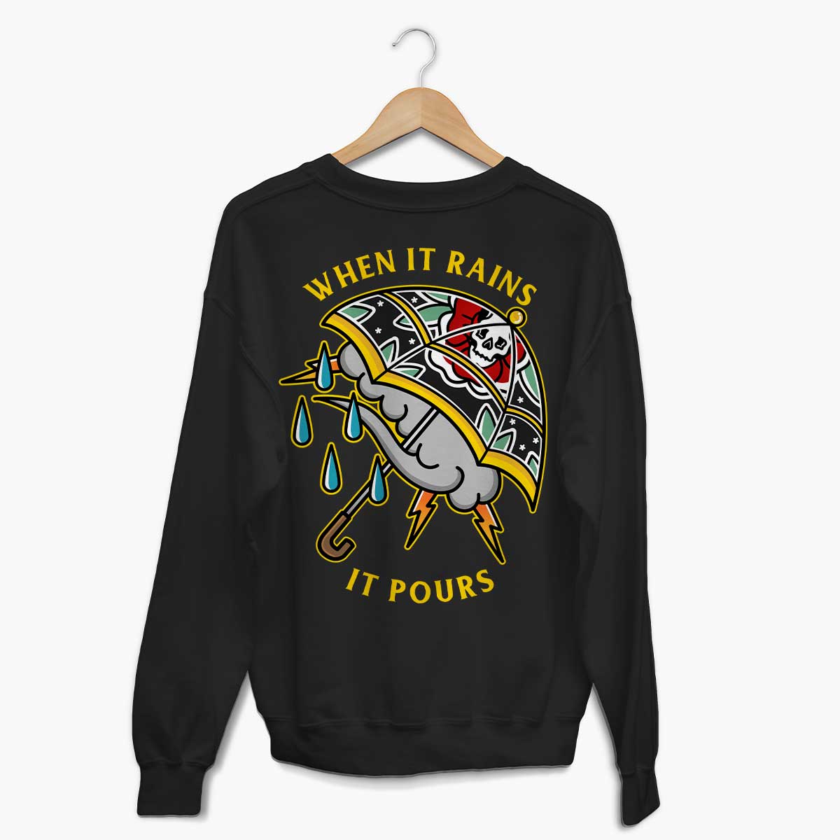 When It Rains It Pours Sweatshirt (Unisex)-Tattoo Clothing, Tattoo Sweatshirt, JH030-Broken Society